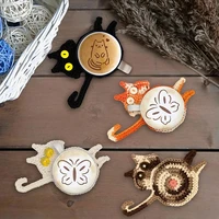 cat butt knitted coasters tea coffee cup hot pad durable heat resistant placemats table mat kitchen accessories home decoration