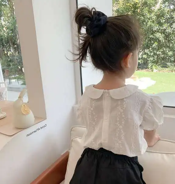 Girls' Shirts 2020 Summer New Children's White Doll Collar Tops Baby Korean Short-Sleeved Cute | Детская одежда и обувь