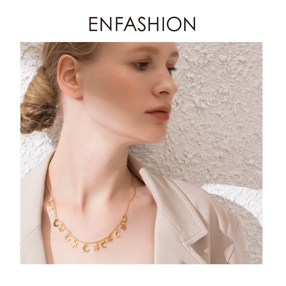 ENFASHION звезда и колье-чокер с Луной для женщин нержавеющая сталь цепь Подвески Ожерелья Мода Femme ювелирные изделия ожерелье PM193014