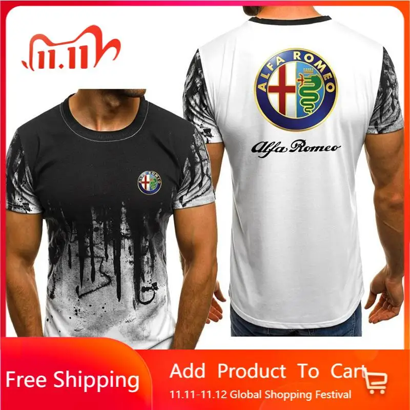 

T-shirt for Alfa Romeo Logo Short Sleeve Fashion Summer Printing Casual Simple Short-Sleeved T-Shirts Top Tee Camisetas Hombre