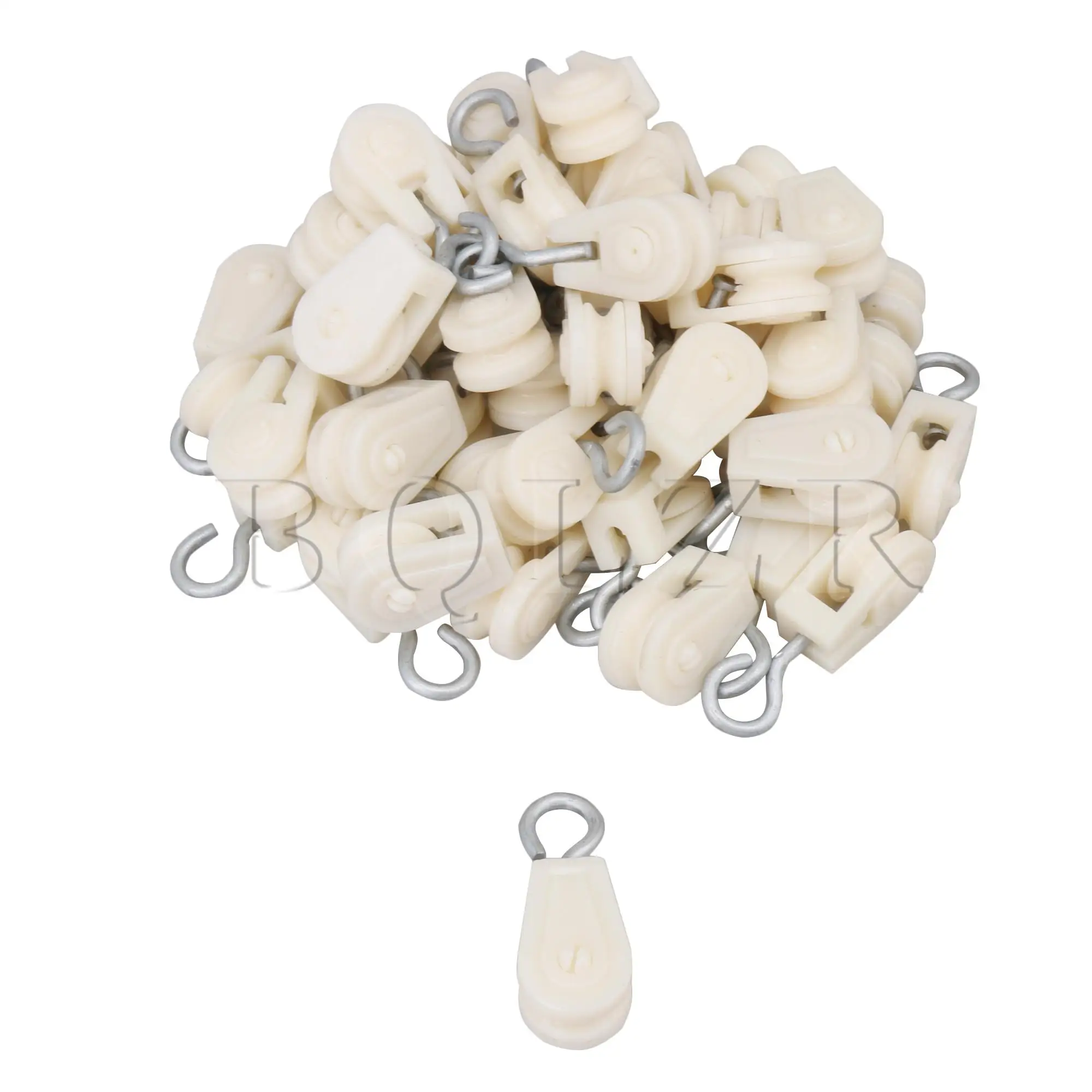 

BQLZR 50 Pieces White & Silver 6x2.2cm Single Wheel Pulley Block Swivel Pulley