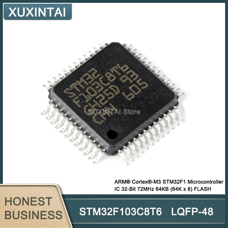 10Pcs/Lot STM32F103C8T6 ARM® Cortex®-M3 STM32F1 Microcontroller IC 32-Bit 72MHz 64KB (64K x 8) FLASH LQFP-48 | Электронные