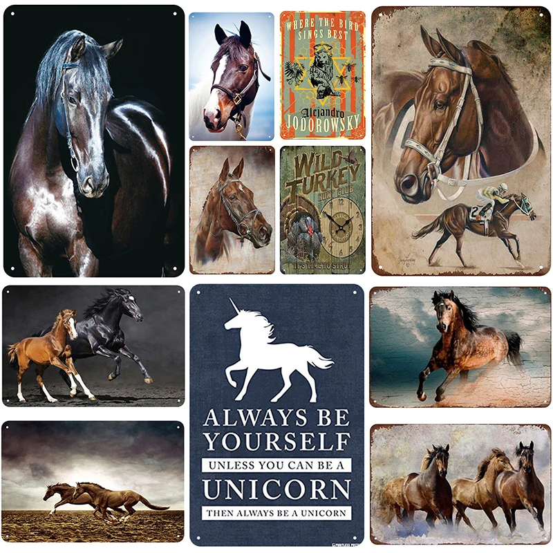 Металлическая винтажная Жестяная Табличка с лошадью булавка потертый декор