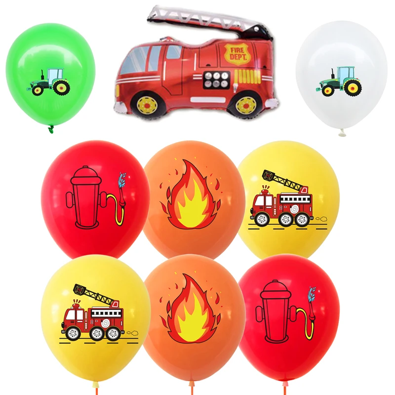 10 шт. красный пожарный автомобиль латексные воздушные шары зеленые | Дом и сад