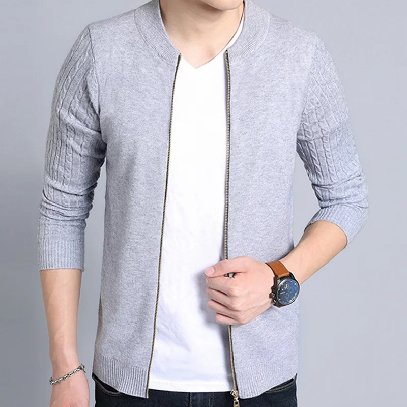 Men's Zipper Open Front Cardigan Sweater Jacket Style Sweaters Knitwear Warm Sweatercoat Cardigans Men Clothing J660