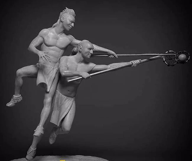 1/24 75 мм старинная подставка воин и игра модельная фигурка из смолы миниатюрные