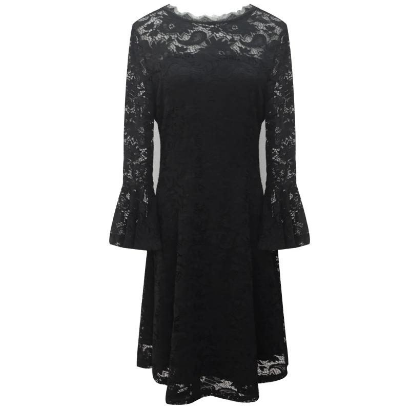 

autumn new arrival plus size women lace dress black repair sound A word empire waist slim party sexy office vestidos 16204