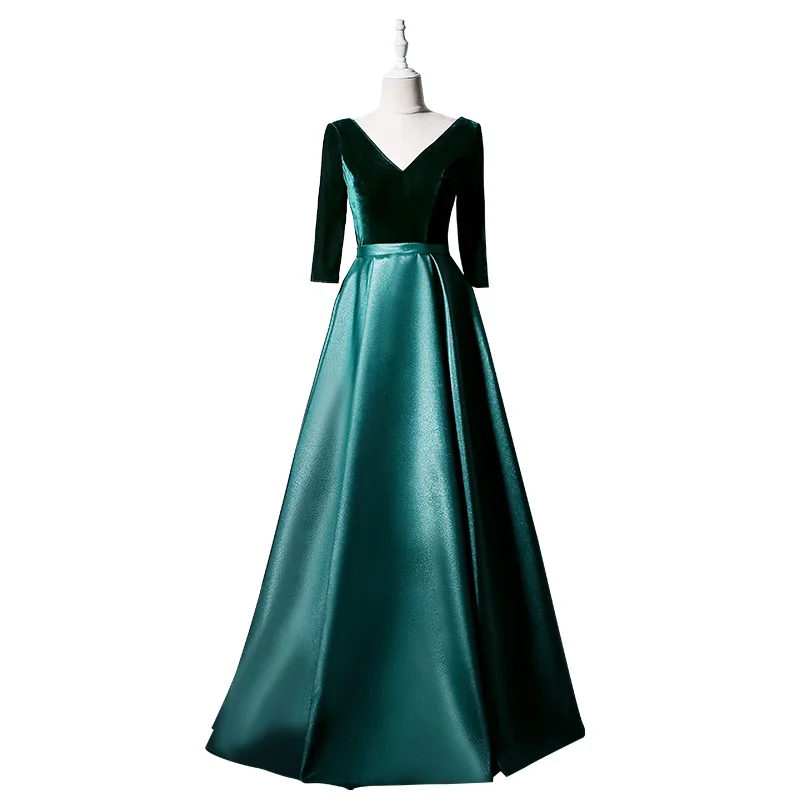 

Chinese Velvet Long Evening Party Female Cheongsam Stage Show Qipao Dress Elegant Celebrity Wedding Banquet Dresses De Festa