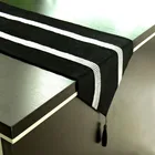 32X250 см черная настольная дорожка с кистями для обеденного стола Свадебная вечеринка Рождественская Алмазная Кабинетная накидка бархат кроватные бегунки