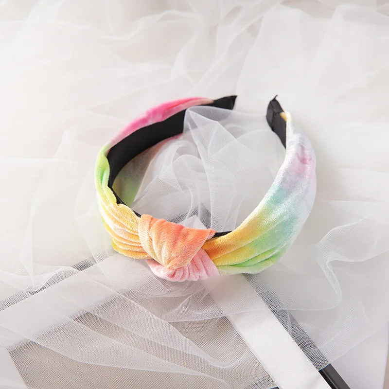 Женский бархатный ободок для волос в стиле ретро Радужный цвет аксессуар волос| |