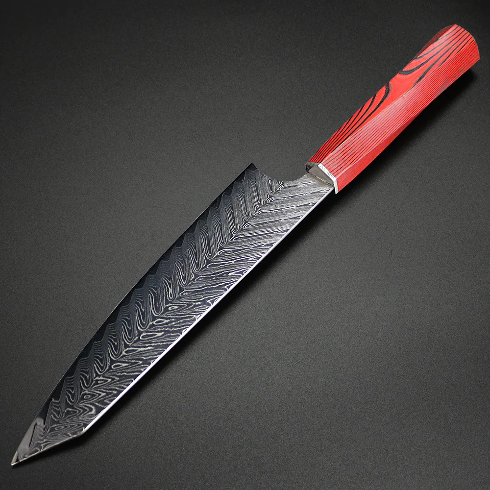 8 дюймов дамасский нож для G10 в виде восьмиугольника с ручкой шеф-повара Ножи