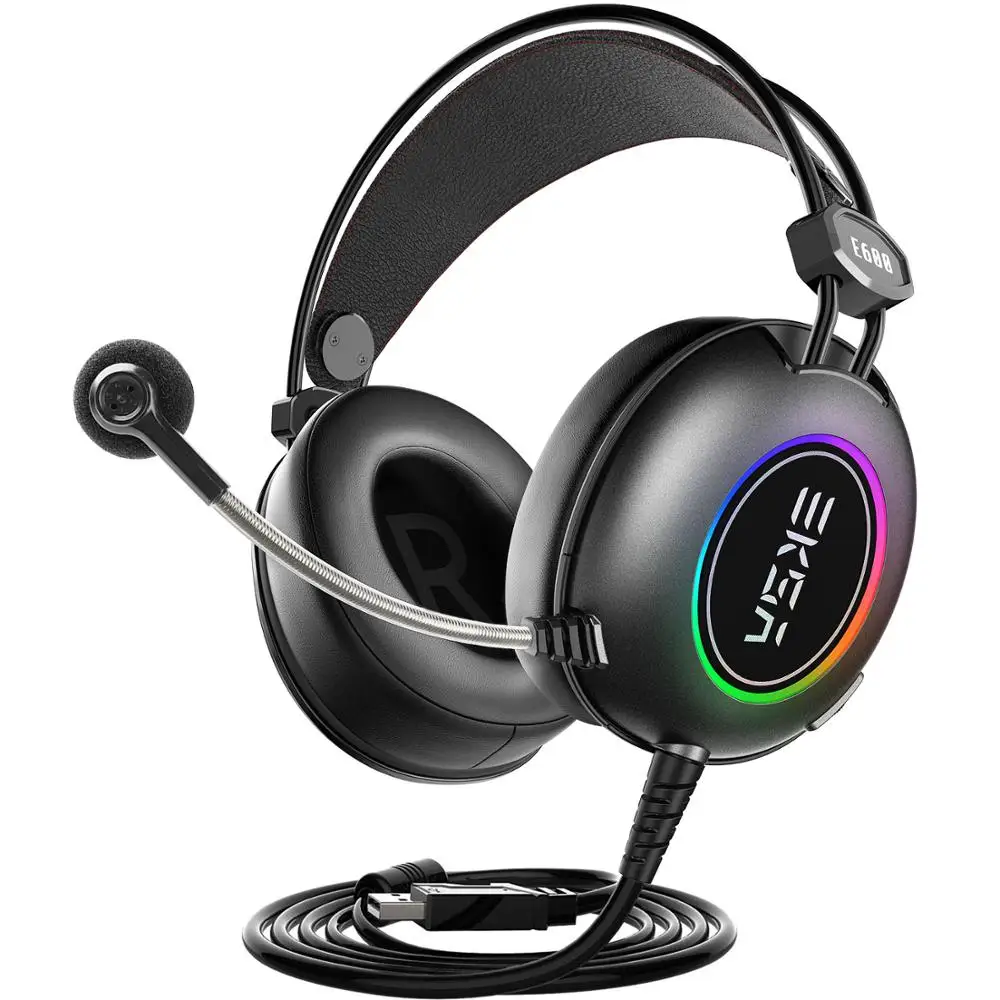 Игровые наушники EKSA Virtual 7 1/50 мм неодимовый драйвер с шумоподавлением Mic RGB Flash led