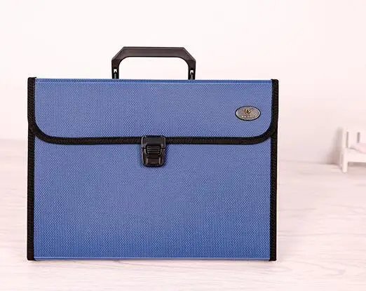 Синий 12-layer Expanding Wallet A4 Paper Holder Bag File Folder Stationery Business Handbag Document Storage Organizer Office Supplies - Цвет: Синий