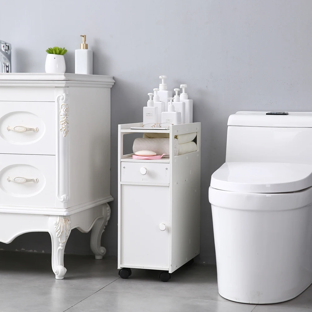

Paper Towel Storage Narrow Cabinet Bathroom Side Cabinet Storage Rack for Home Bathroom Organizer