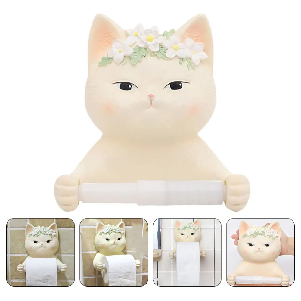 

1PC Cat Tissue Rack Bathroom Roll Paper Rack Punch Tissue Holder (Khaki)