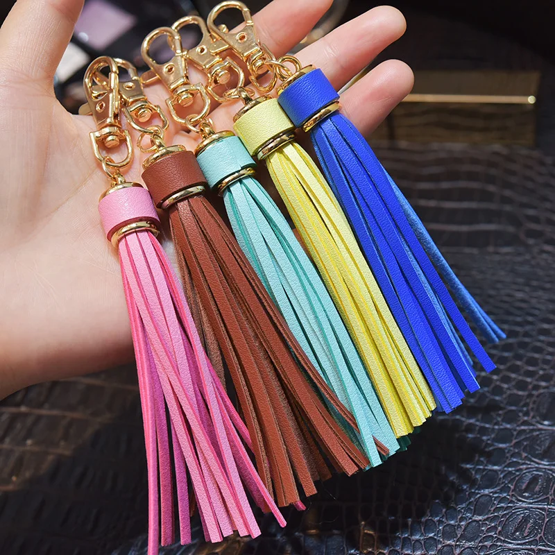 

Leather Keychains, Bow Key Chains Fashion Long Fringe Key Ring, Car Bag Pendant, Women's & Girls Jewelry Multi-color available