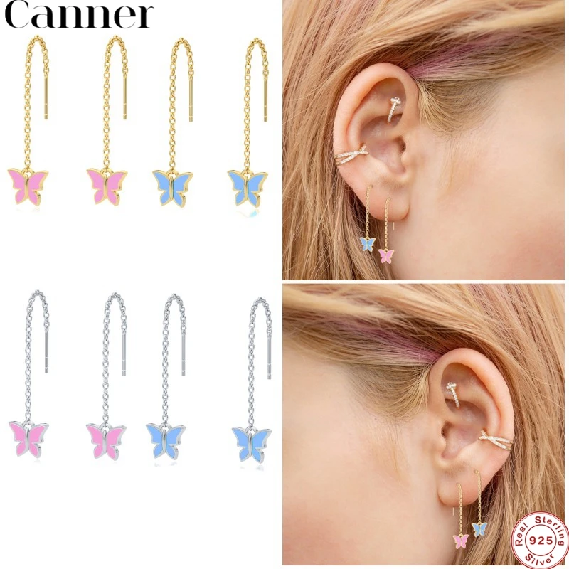 

Женские серьги-капельки из серебра 100% пробы с маленькой бабочкой