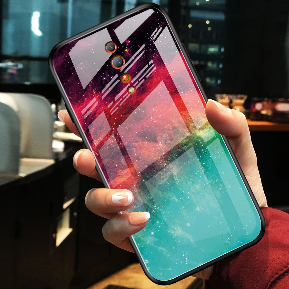 Градиентный чехол из закаленного стекла для OPPO Find X A9 R17 F11 pro K1 Reno 10x zoom Z A1K Realme 3 Pro Lite R15X чехол для телефона