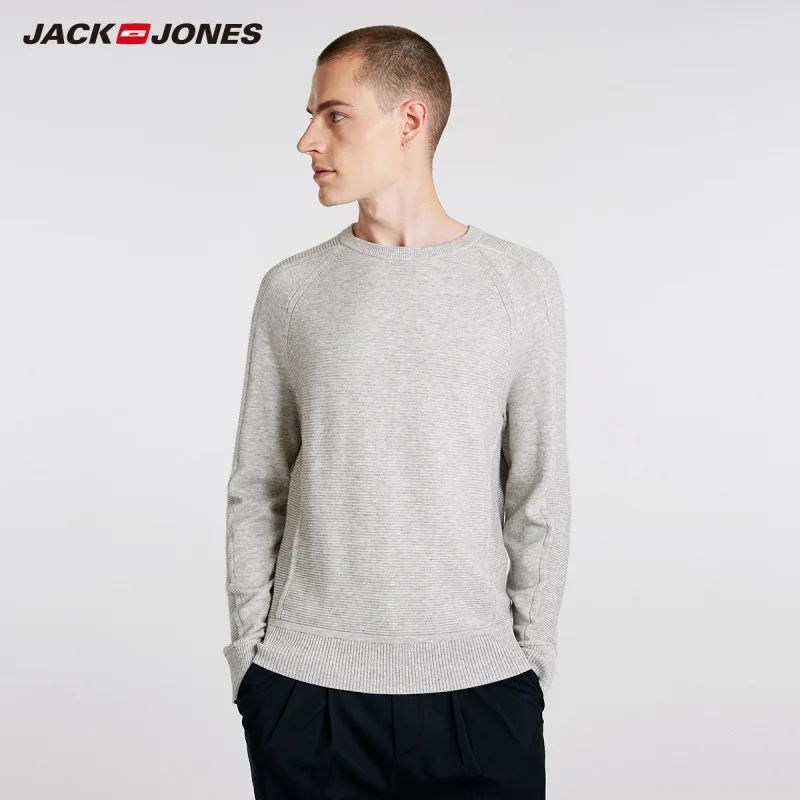 JackJones осенний мужской удобный хлопковый Повседневный цветочный свитер с длинным