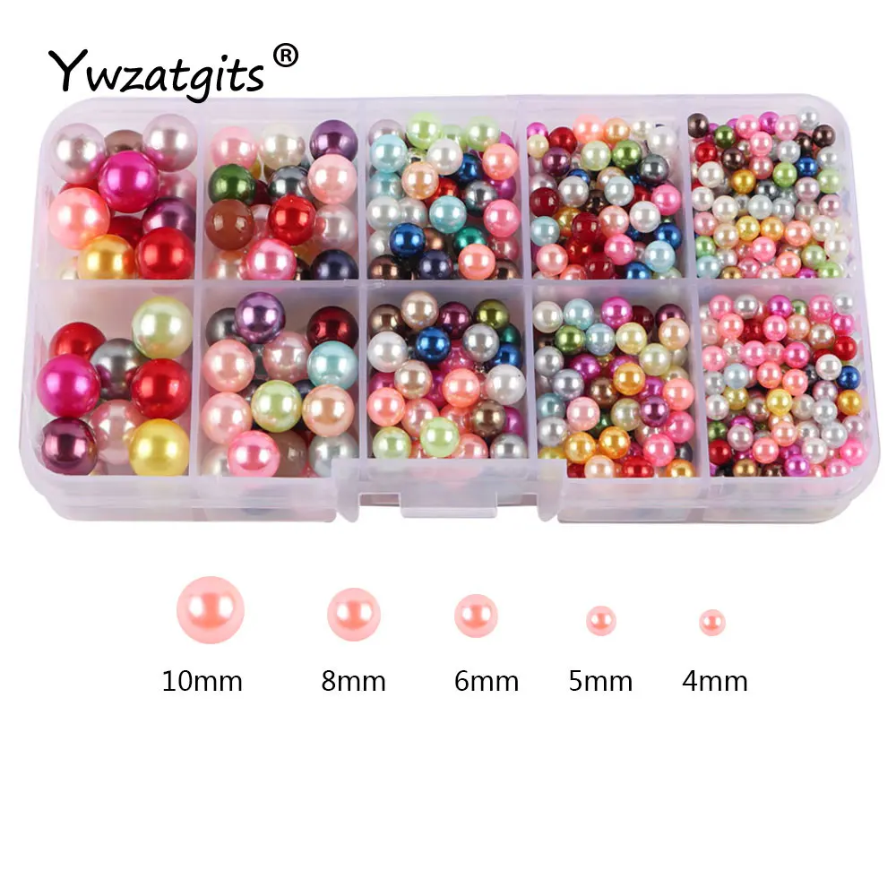 

Ywzatgits 670pcs /Box Acrylic Imitation Pearl Bead No Holes Loose Beads Women DIY Jewelry Making Material YJ0251
