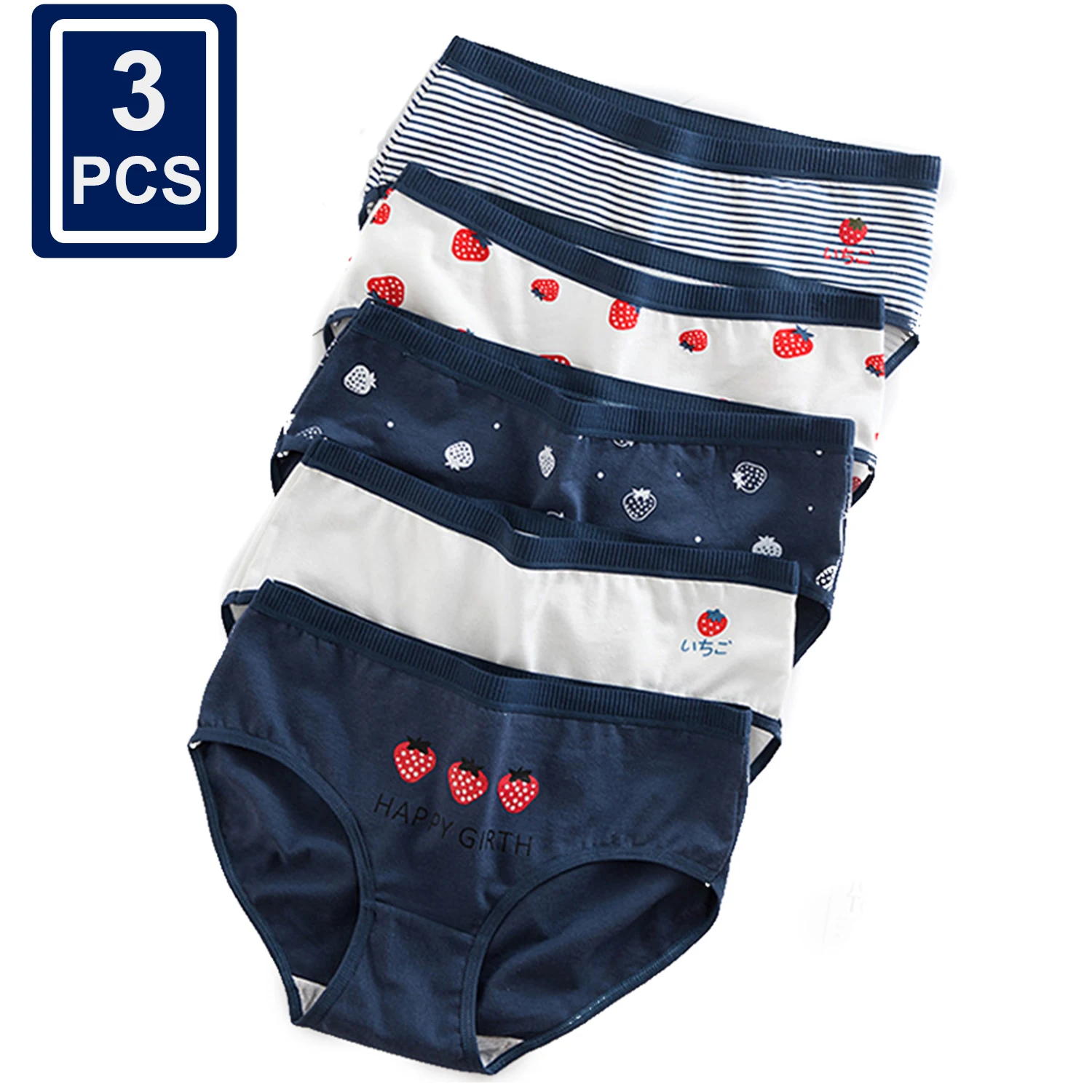 Трусики женские в полоску из натурального хлопка 3 шт. | Женская одежда
