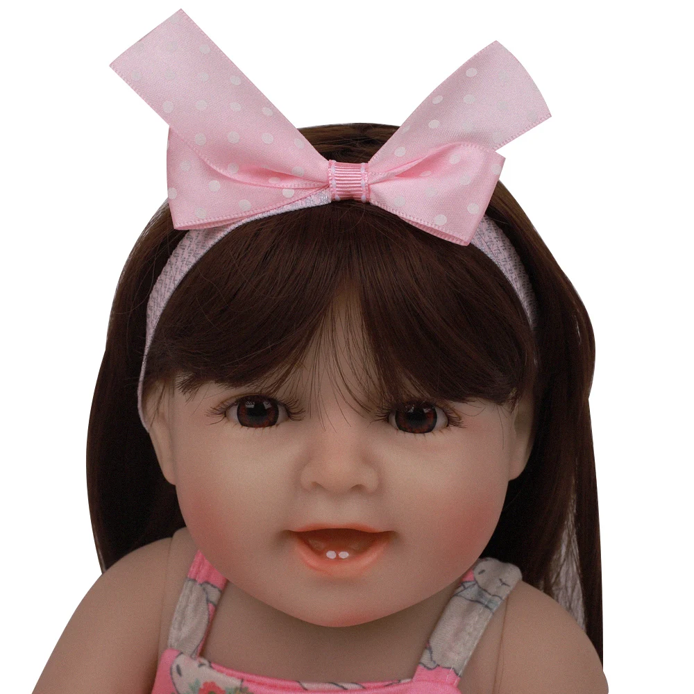 18 &quot47 см милый мягкий силиконовый Reborn Baby Dolls полный корпус волосы игрушка кукла