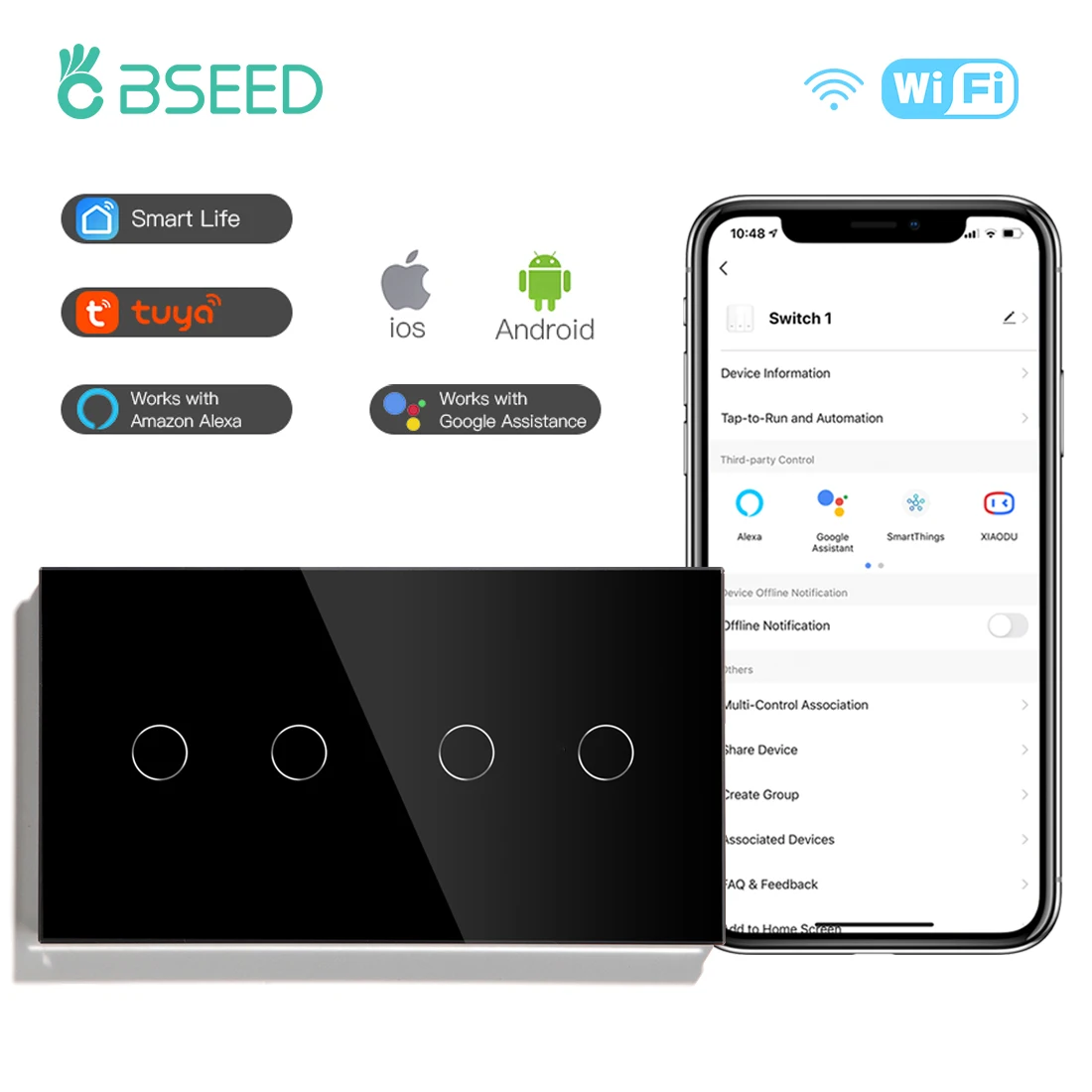 BSEED WIFI двойной свет Настенные переключатели сенсорный датчик настенных