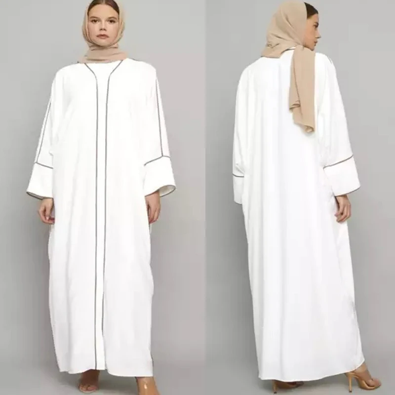 Однотонное платье для женщин, мусульманский наряд jir babu, исламский Дубай, платье абайя, кафтан, Рамадан, молитва, платье в турецком стиле
