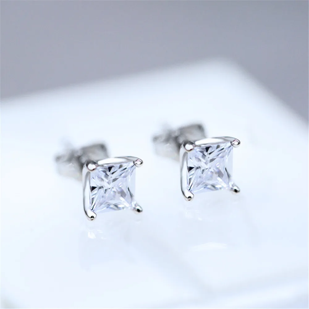 Элегантные серьги гвоздики Huitan с квадратным кубическим цирконием гало