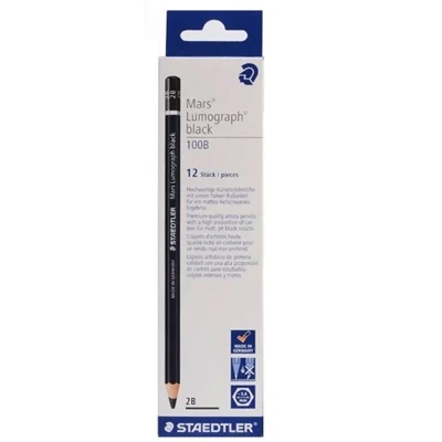 12 шт., профессиональный карандаш Staedtler 100B, карандаши для рисования, Студенческие карандаши для рисования, угольный карандаш, школьные канцелярские принадлежности, офисные принадлежности - Цвет: 2B