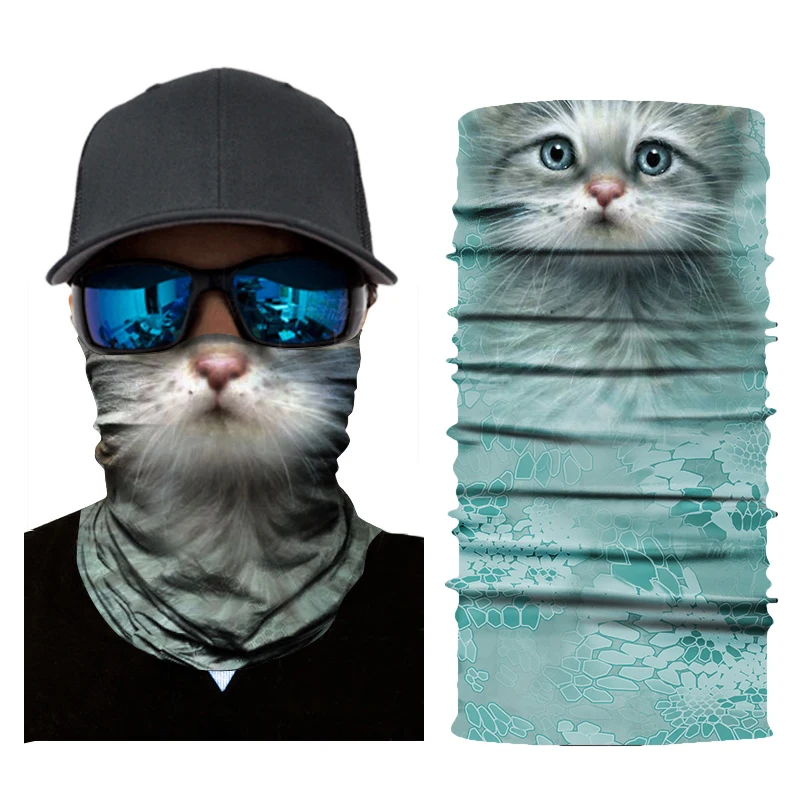 Women Men 3D Animal Tiger Printed Multi Functional Quick Dry Sunshade Sweatband Hairband Head Scarf Protective Mouth Cover | Спорт и