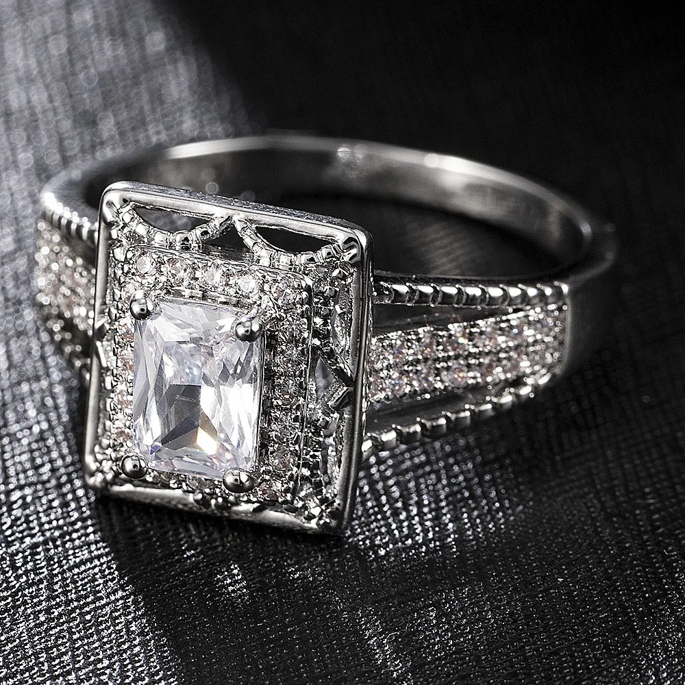 2020 великолепные свадебные кольца с кристаллами женские ювелирные изделия белое