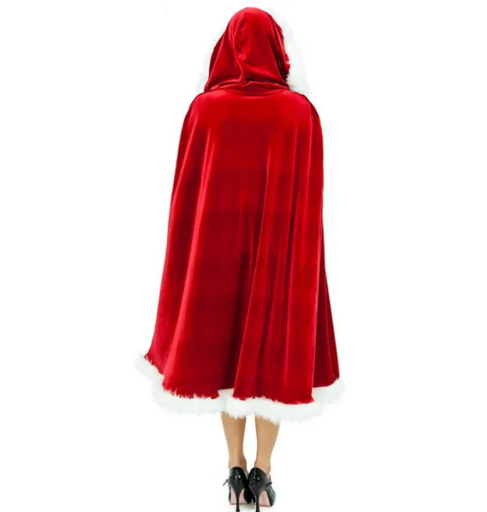 

80cm 100cm 120cm 150cm Fashion Women Ladies Solid Hoodied Christmas Santa Claus Cloak Xmas Costume Cape Cloak Cape Ladies Dress