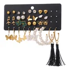 Набор женских серег-подвесок EN, серьги с жемчугом и круглыми цепочками в форме бабочек, ювелирные изделия, 2021