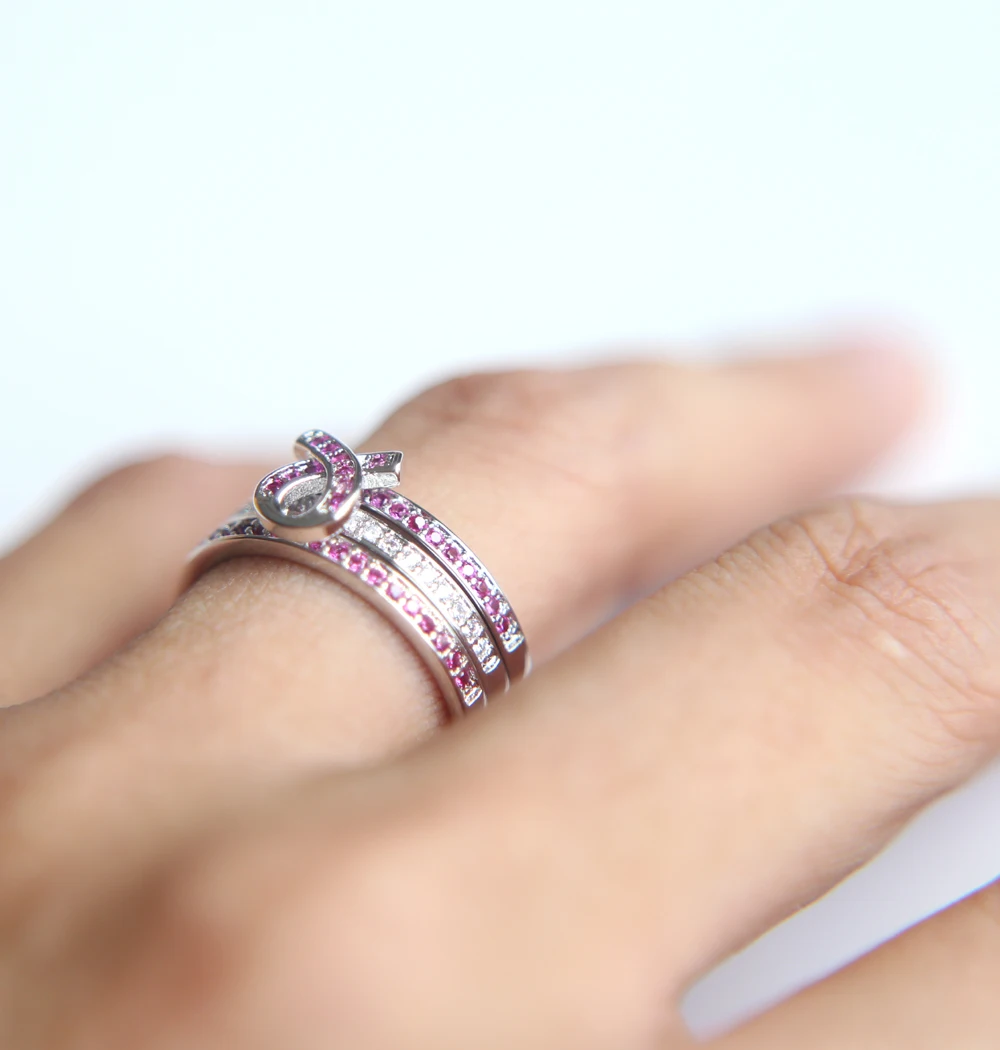 Новое поступление топ модный Anillos изящный подлинный розовый cz проложенный раком