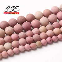 matte pink rhodonite stone beads for jewelry making round loose spacers beads diy bracelets accessories 4 6 8 10 12mm 15 strand