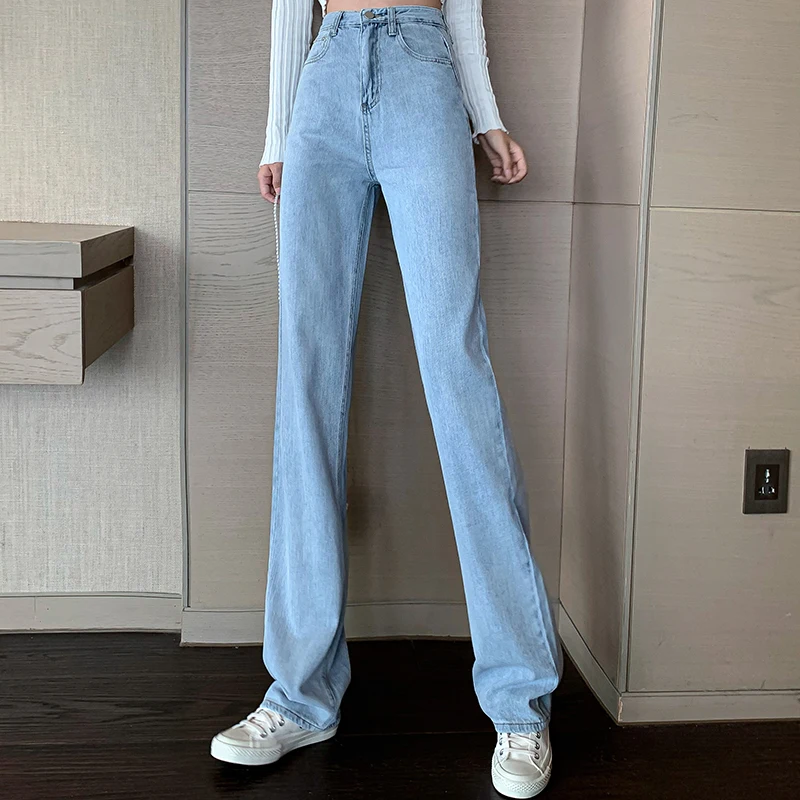 

Fashion jeans women spring models chic lace high waist wide leg pants retro loose jeans women