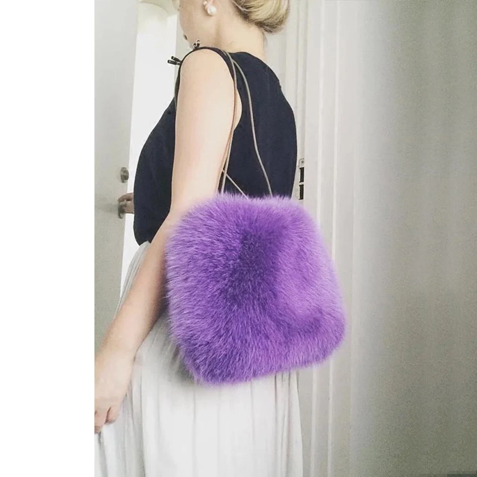 Роскошная сумка через плечо из искусственного лисьего меха| |