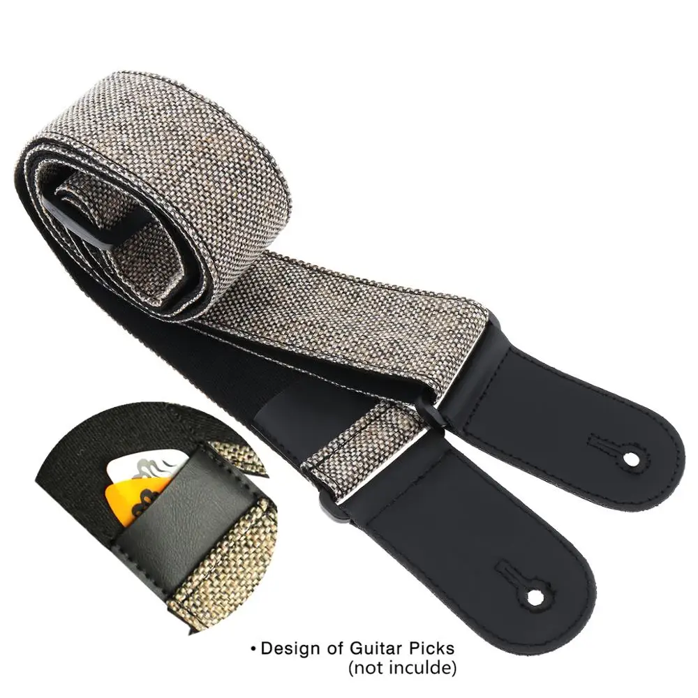 Ремешок из искусственной кожи для гитары хлопка и льна двойной тканевый с местом