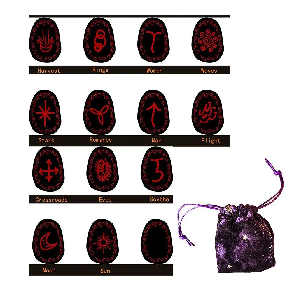 

Handmade Wooden Nordic Rune Card Set Rune Stones Cards Divination Collection 14/24pcs Rune Runes 1pc Blank Rune Storage Bag