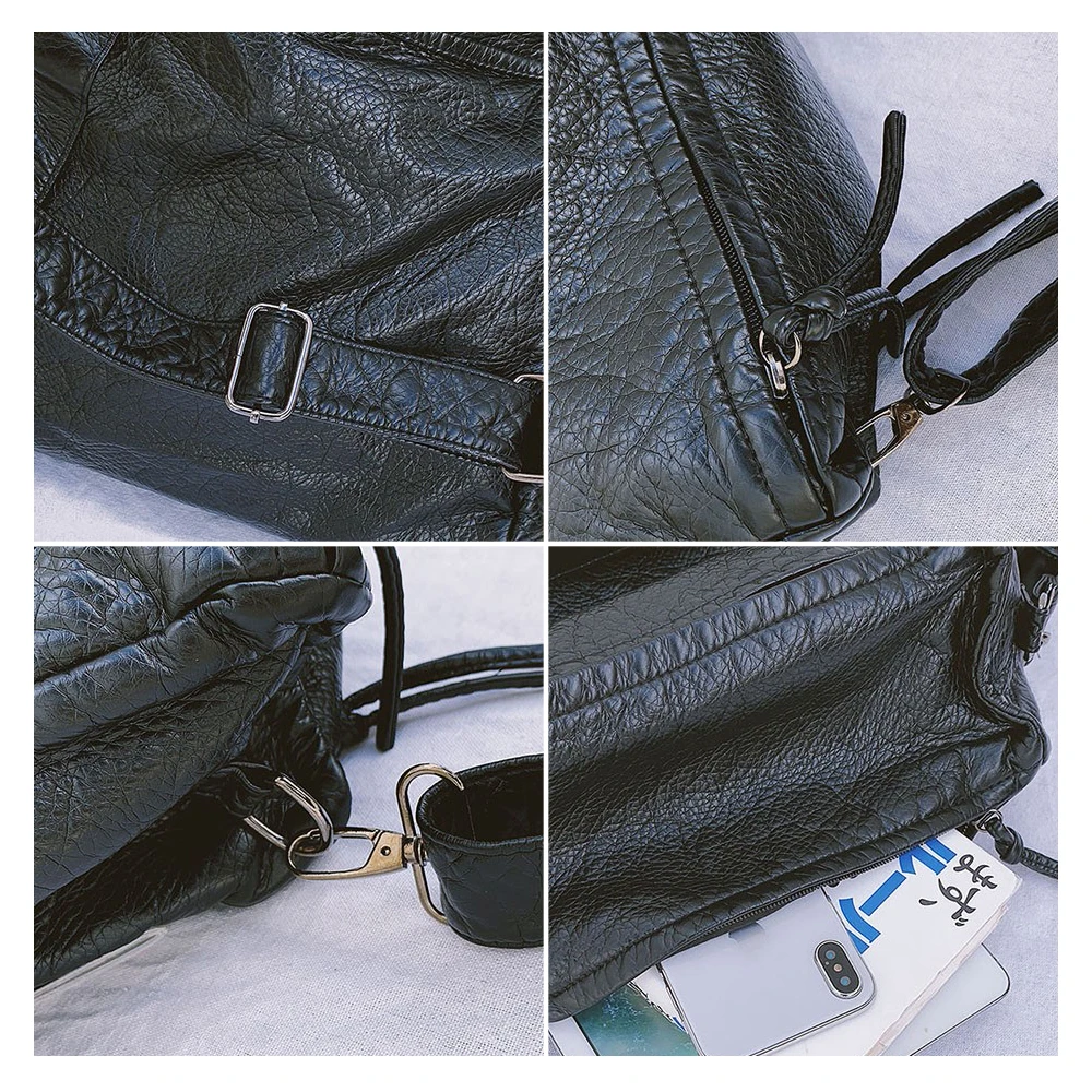 

Herald Fashion Soft Leather Female Backpack High Quality Solid Casual Ladies Backpack High Capacity Classic Travel Vintage Bag