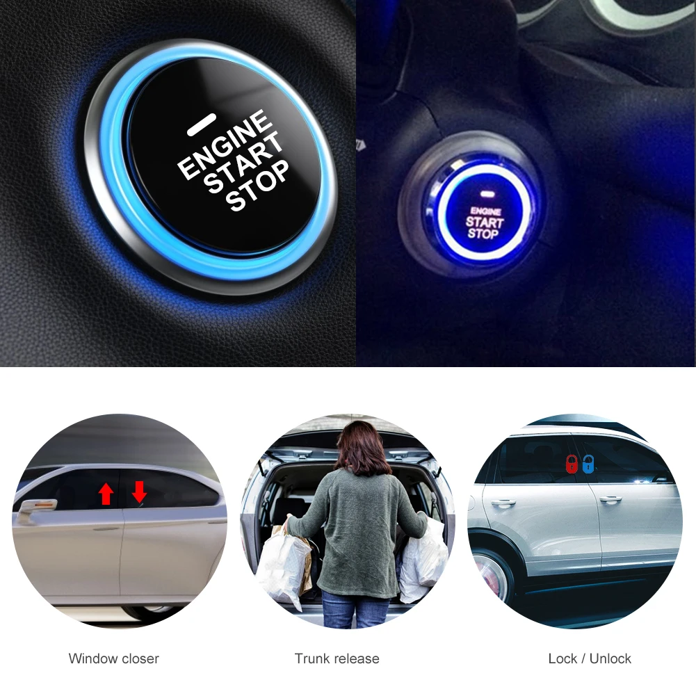 

12V Car Start Stop Button Engine Push Start Button Alarm Lock Keyless System Door Push Button Tactile Buttons Anti-theft
