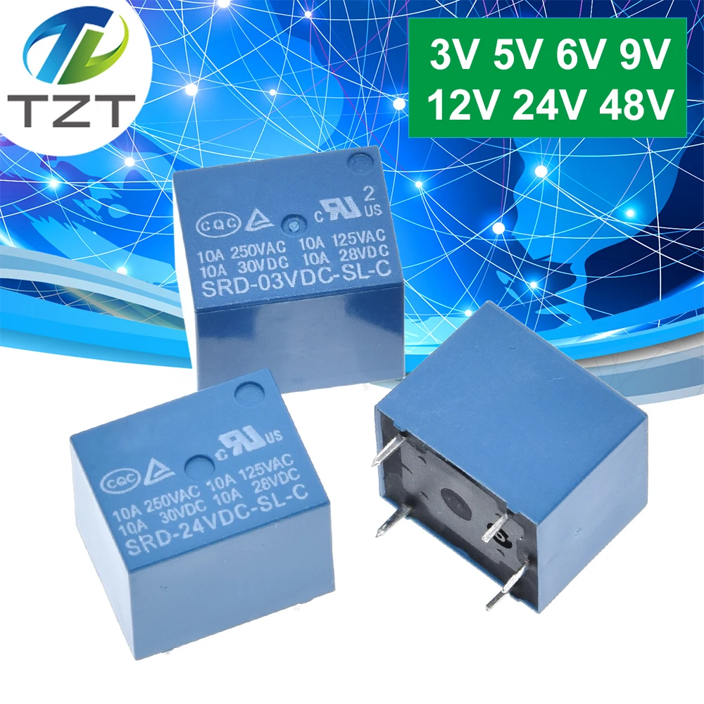 10 шт./лот DC SONGLE Мощность реле 5PIN T73 5V SRD 5VDC SL C 05VDC PCB Тип 03 05 06 09 12 24VDC 48VDC C|dc dc 5v|relay dcrelay 5v