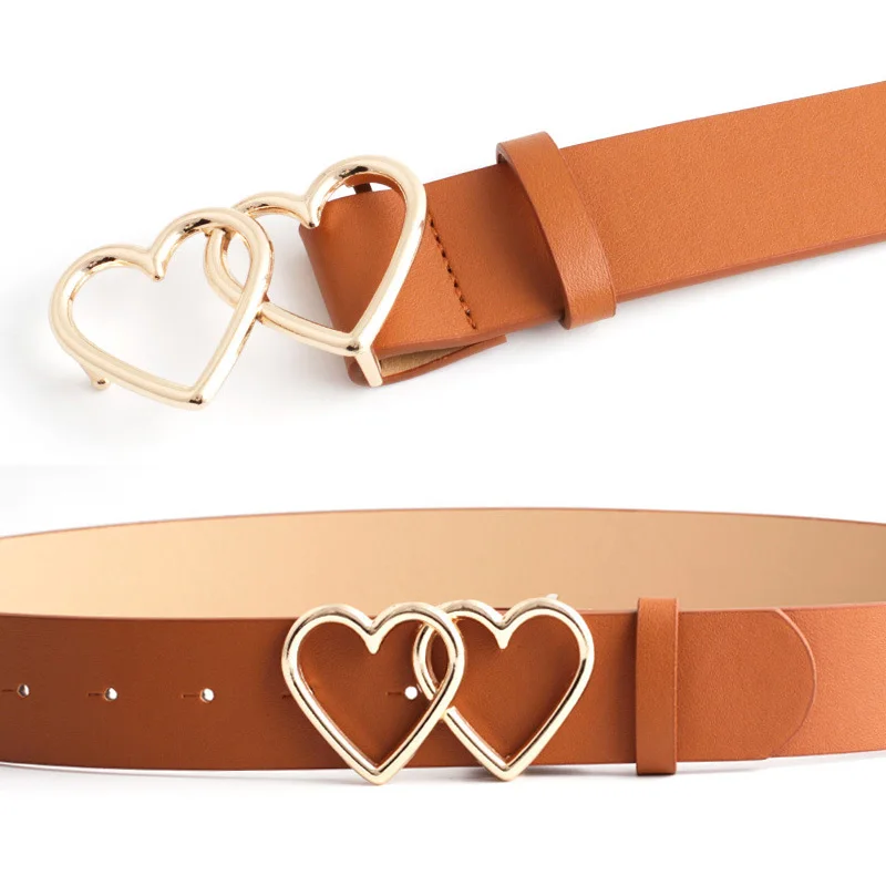 

MYMC Love Heart Double-ring Buckle Belt Female Fashion Wild Ladies Student Decoration Jeans Casual Pants Waistband