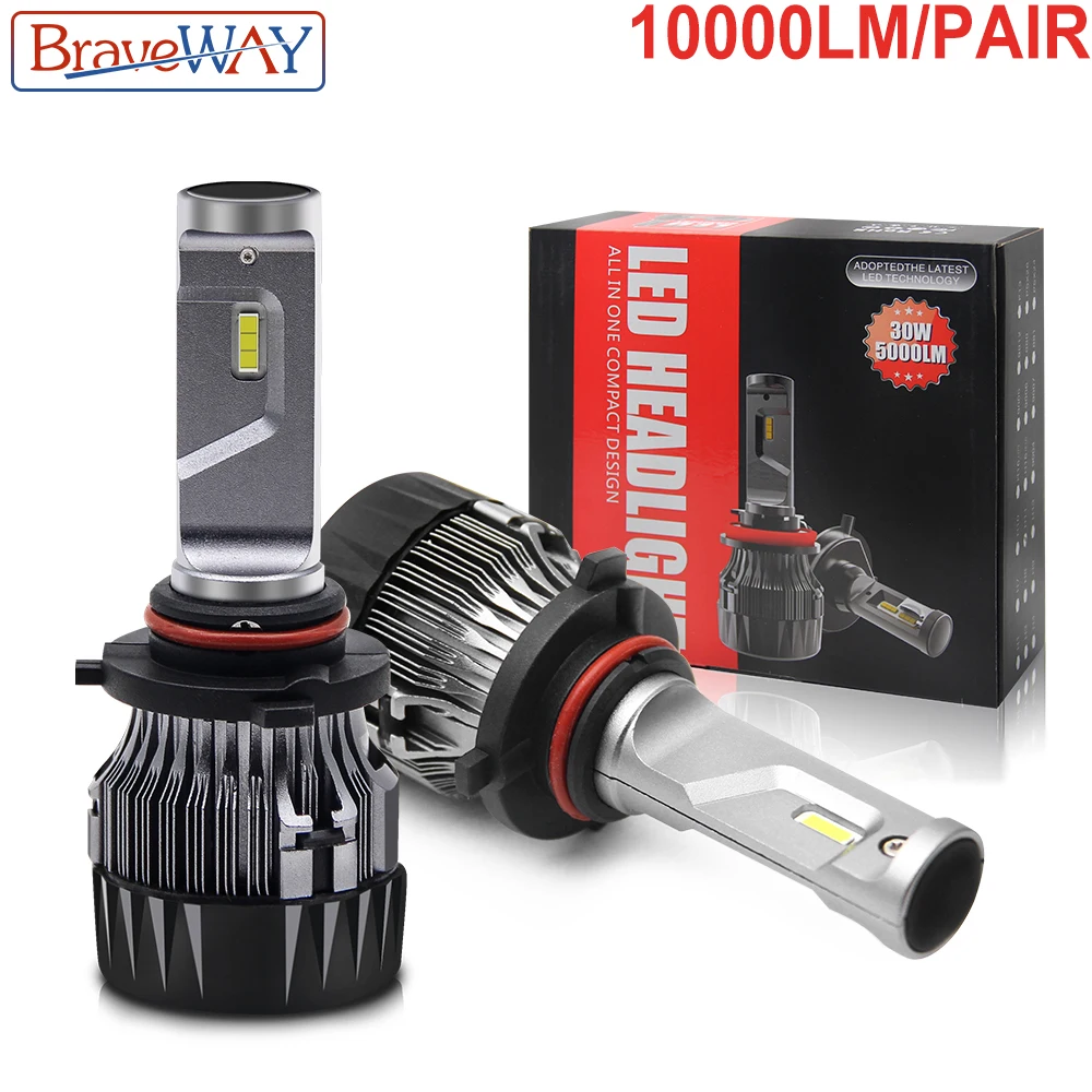 BraveWay Светодиодные Автомобильные фары H7 LED H4 мотоциклетные H1 H11 HB3 HB4 9005 9006 9012