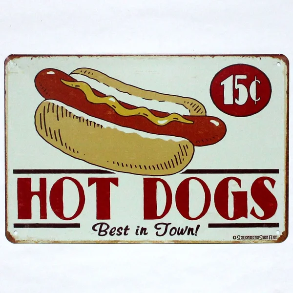 

Metal Tin Sign Hot Dogs Best in Town Decor Bar Pub Home Vintage Retro Poster
