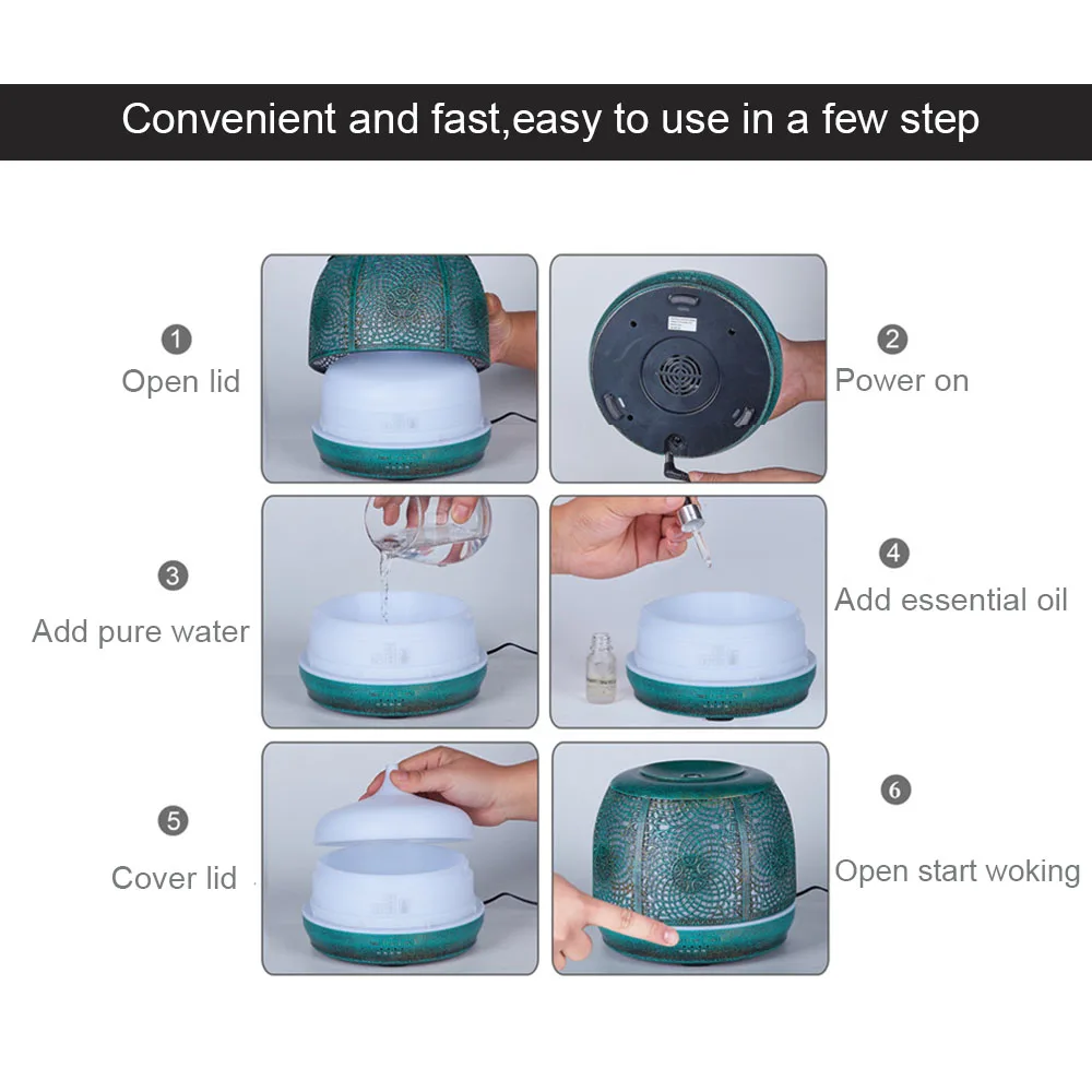 Арома диффузор для эфирных масел металлический ультразвуковой увлажнитель