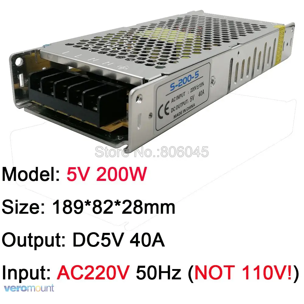 Ультра тонкий переключатель Питание DC 5V трансформаторы AC220V для DC5V 4A 20A 30A 40A 60A светодиодный драйвер преобразователя для Светодиодный полоски