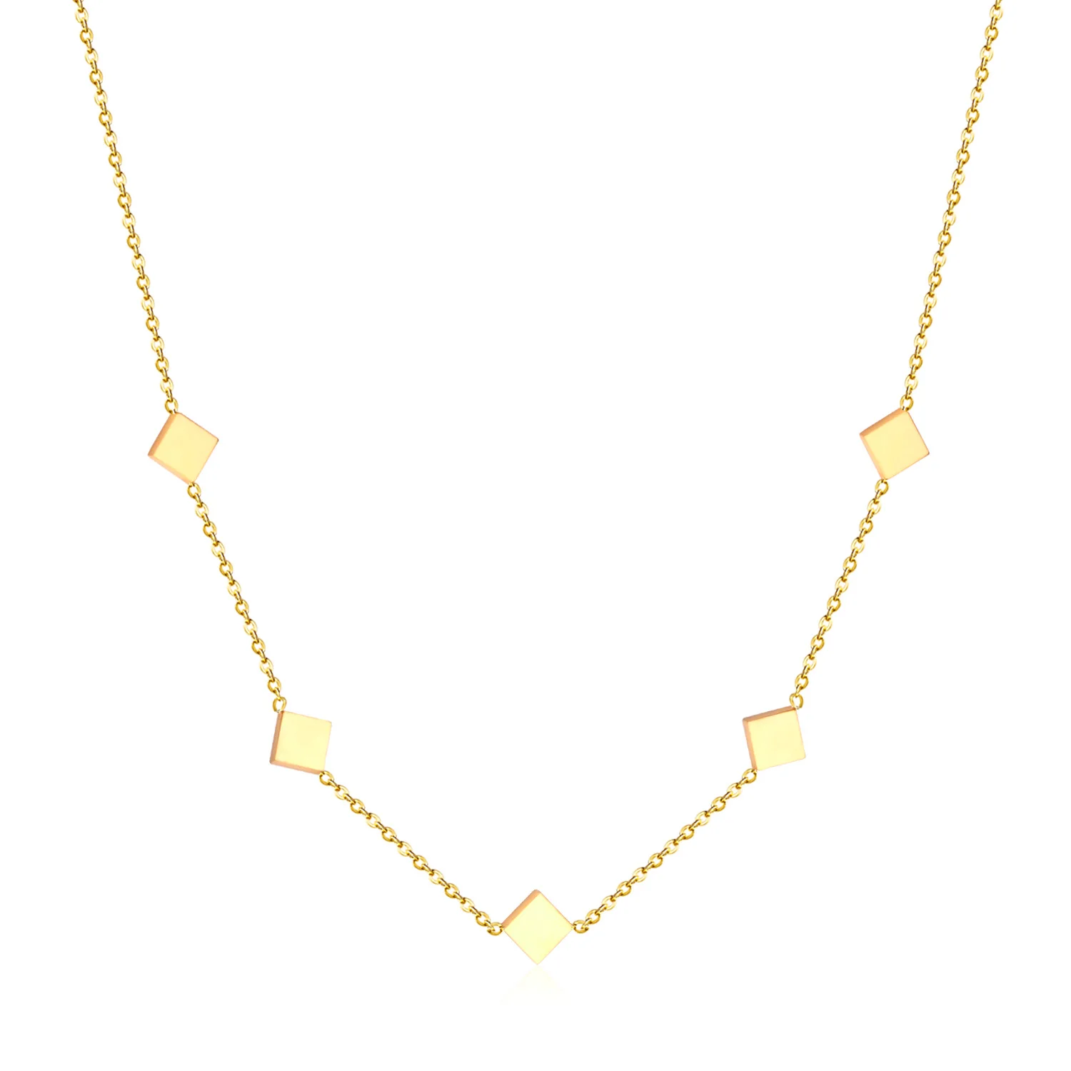 LUXUKISSKIDS Square Pendant Stainless Steel Link Chains Necklace For Women Choker Accessories Christmas Party Gift collier | Украшения и