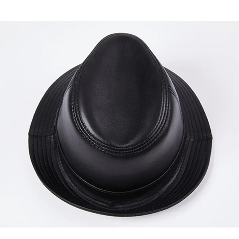 XdanqinX british casual genuine leather cap fedora leather hat couple hats natural cowhide sheepskin leather Jazz hat brand caps